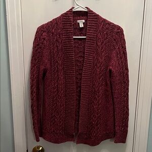 LL Bean Petite Small Burgundy Cardigan
